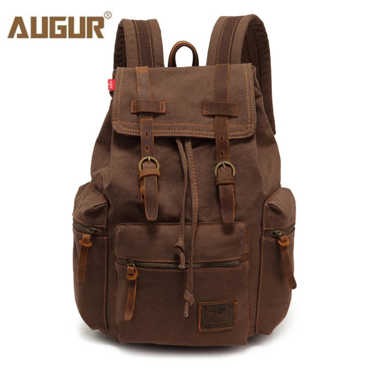 AUGUR Vintage Canvas Backpack - Large Capacity Travel & Laptop Bag