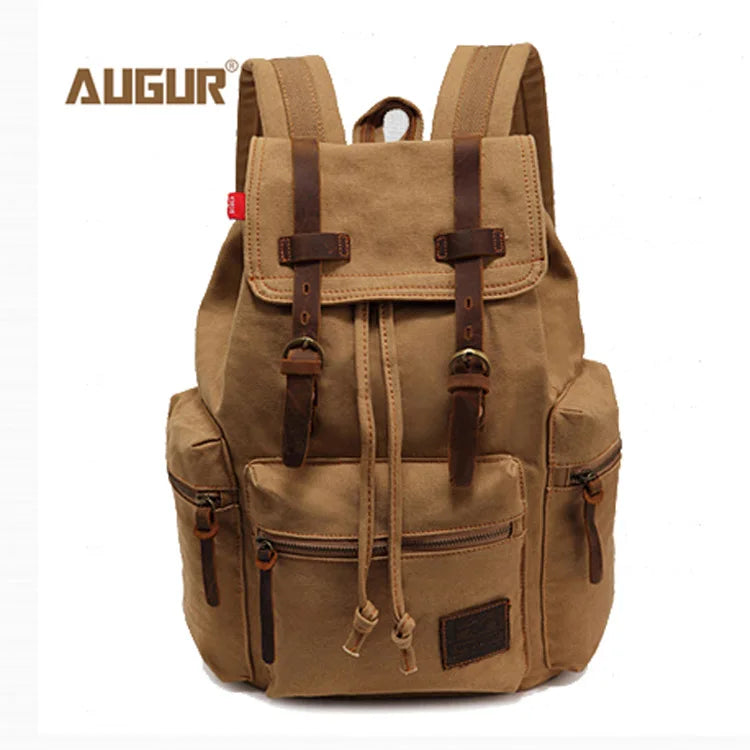 AUGUR Vintage Canvas Backpack - Large Capacity Travel & Laptop Bag