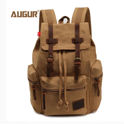 AUGUR Vintage Canvas Backpack - Large Capacity Travel & Laptop Bag