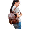 Vintage PU Leather Drawstring Backpack for Women & Teens