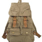 Vintage Canvas & Leather Backpack - Military Style Drawstring Rucksack
