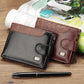 Men's Trifold Leather Wallet with Coin Pocket and Card Holder