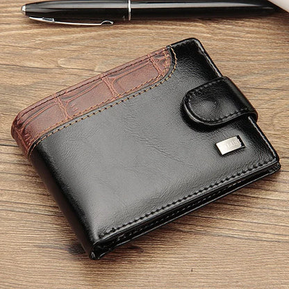 Men's Trifold Leather Wallet with Coin Pocket and Card Holder