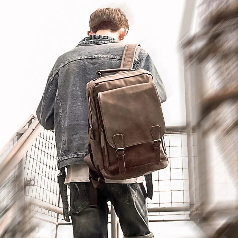 Premium Waterproof Leather Laptop Backpack for Men