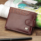 Men's Trifold Leather Wallet with Coin Pocket and Card Holder