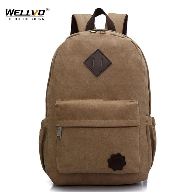 Canvas Laptop Backpack - Vintage Travel Rucksack for Men