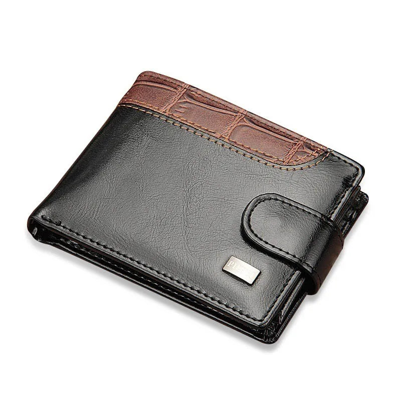 Men's Trifold Leather Wallet with Coin Pocket and Card Holder
