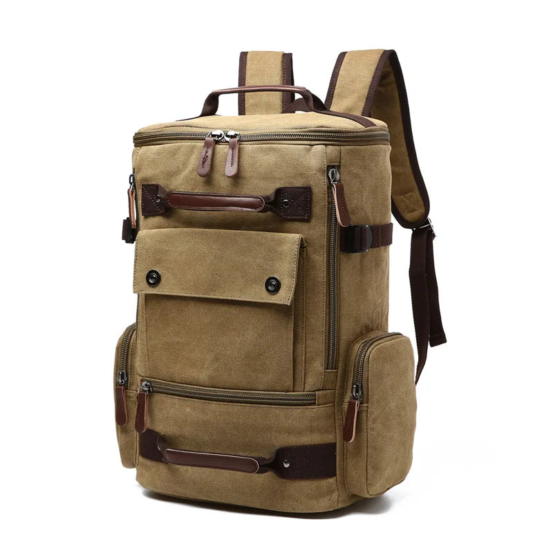 Men's Vintage Canvas Backpack - Large Capacity Travel & Laptop Bag