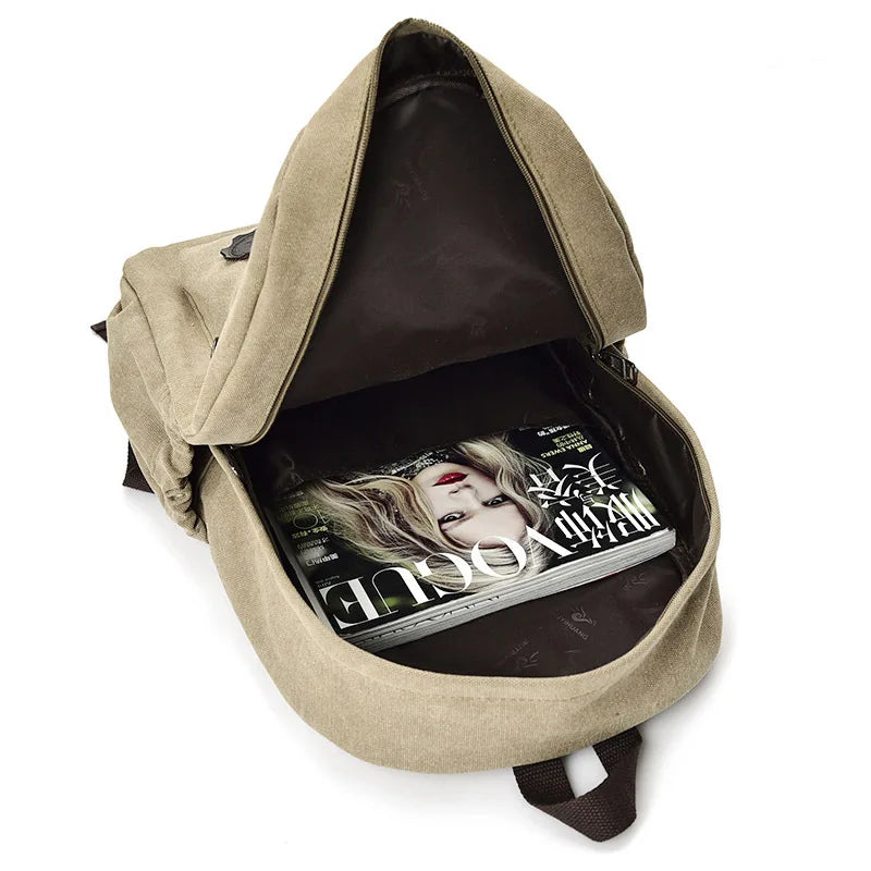 Canvas Laptop Backpack - Vintage Travel Rucksack for Men
