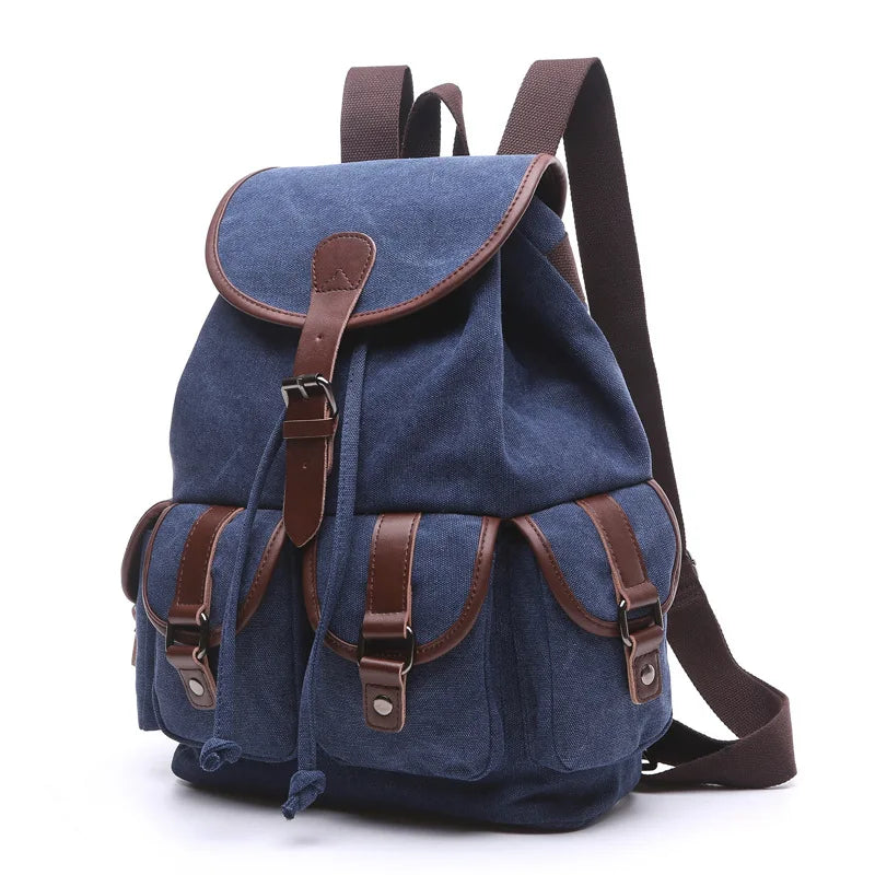 AUGUR Vintage Canvas Backpack - Large Capacity Travel & School Bag