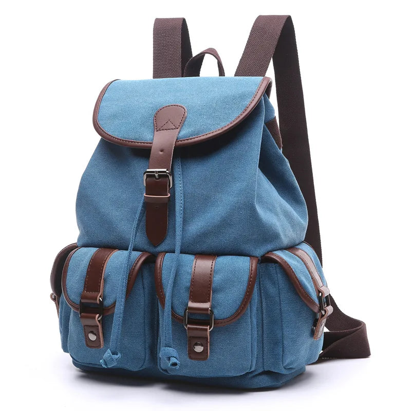 AUGUR Vintage Canvas Backpack - Large Capacity Travel & School Bag
