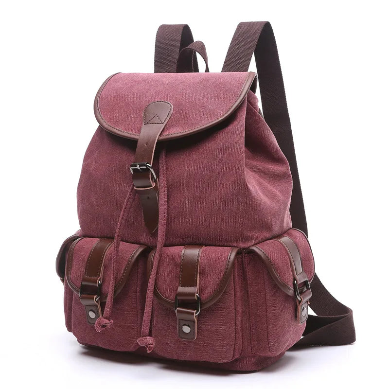 AUGUR Vintage Canvas Backpack - Large Capacity Travel & School Bag