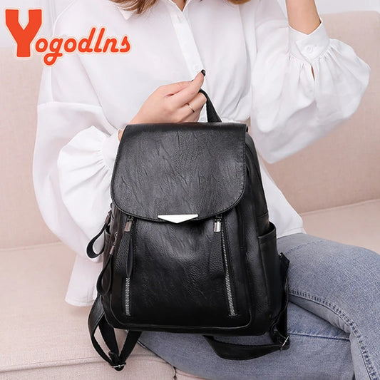 Women's Luxury PU Leather Backpack - Large Capacity Travel & Business Bag