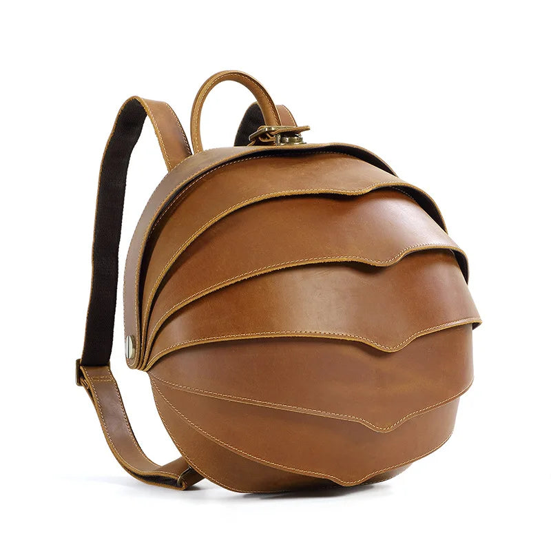 Handmade Vintage Beetle Backpack - Genuine Top-Grain Cowhide Leather Daypack