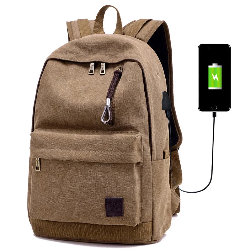 Canvas Laptop Backpack - Vintage Travel Rucksack for Men