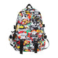 Harajuku Graffiti Print Backpack - Unisex Fashion School Bag with Laptop Compartment