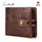 CONTACT'S Men's Genuine Leather Wallet - Crazy Horse Leather Bifold with Coin Pocket