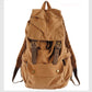Vintage Canvas & Leather Backpack - Military Style Drawstring Rucksack