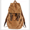 Vintage Canvas & Leather Backpack - Military Style Drawstring Rucksack