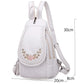 Women's Soft Washed Leather Backpack - Compact Travel & School Bag