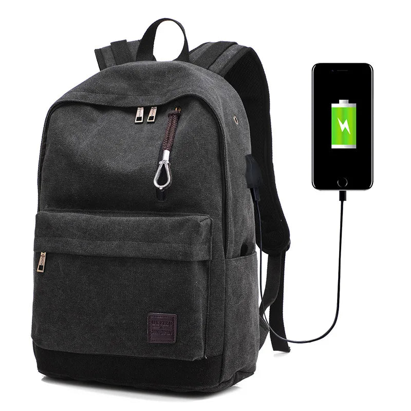 Canvas Laptop Backpack - Vintage Travel Rucksack for Men