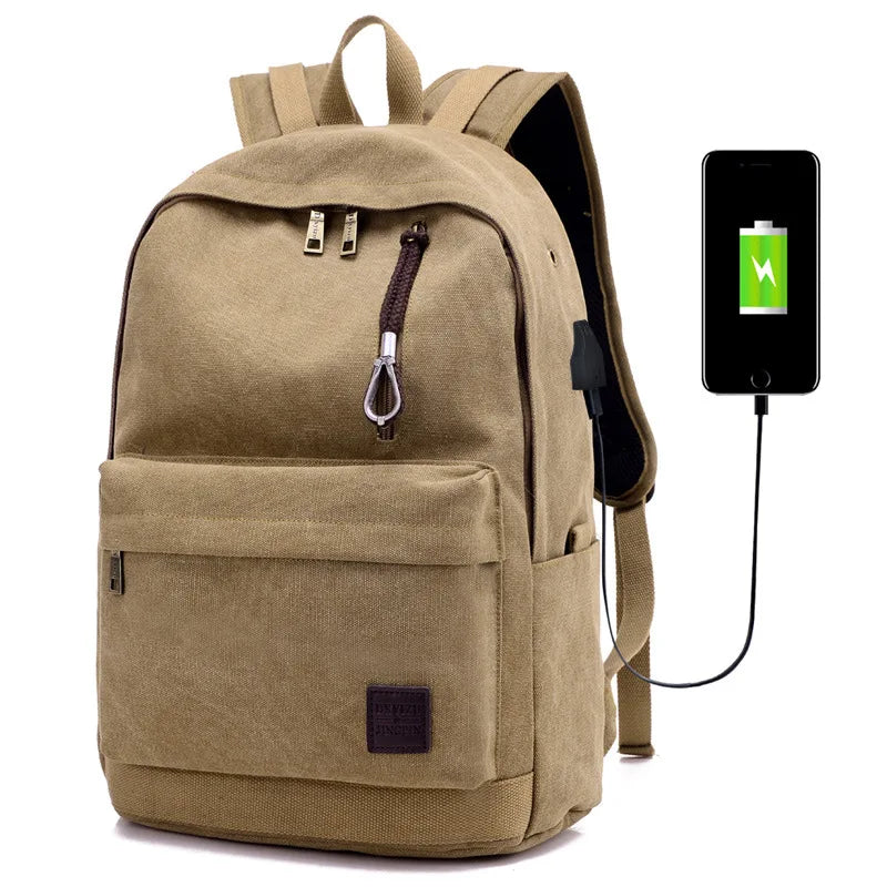 Canvas Laptop Backpack - Vintage Travel Rucksack for Men