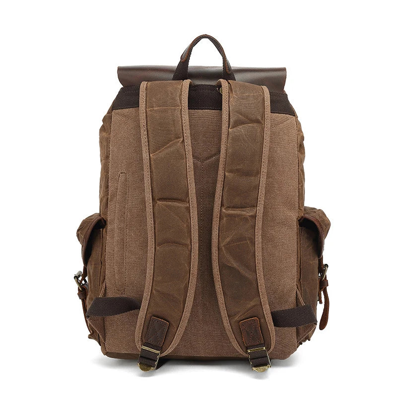 Vintage Waterproof Canvas Laptop Backpack with Leather Accents