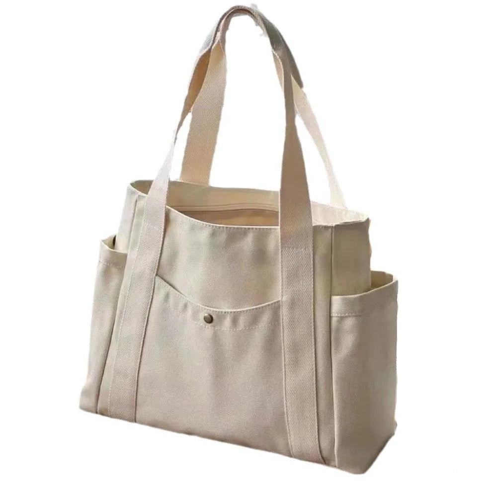 Large Capacity Canvas Tote Bag – College Style Work & Shopping Shoulder Bag