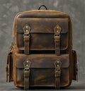 MUNUKI Vintage Genuine Leather Backpack - 17" Laptop Travel Rucksack