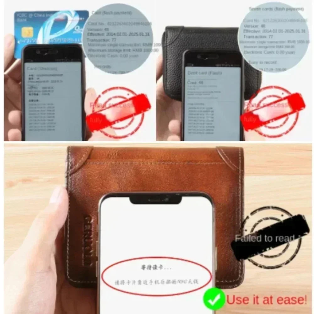 Men's Genuine Leather RFID Blocking Trifold Wallet