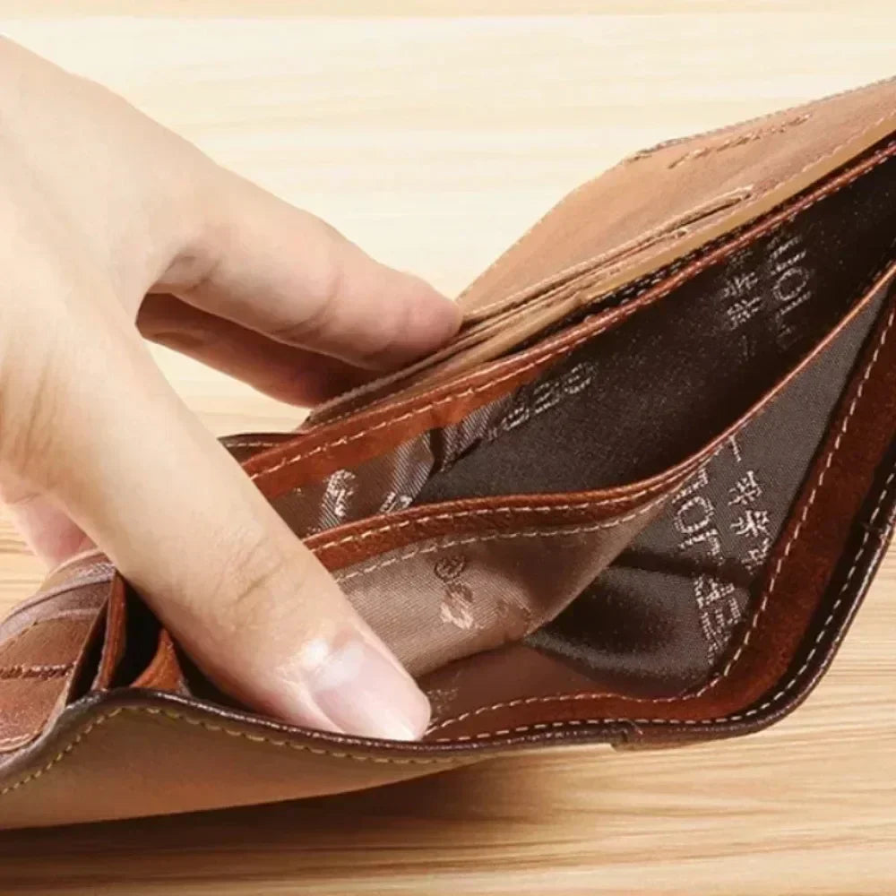 Men's Genuine Leather RFID Blocking Trifold Wallet