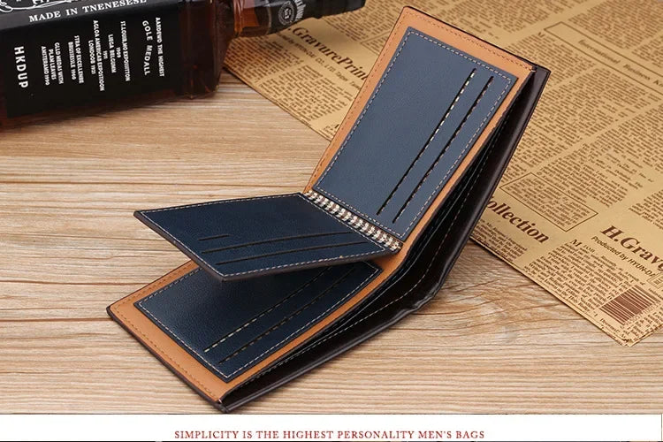 Men's Slim Bifold Wallet - Premium PU Leather Multi-Card Holder