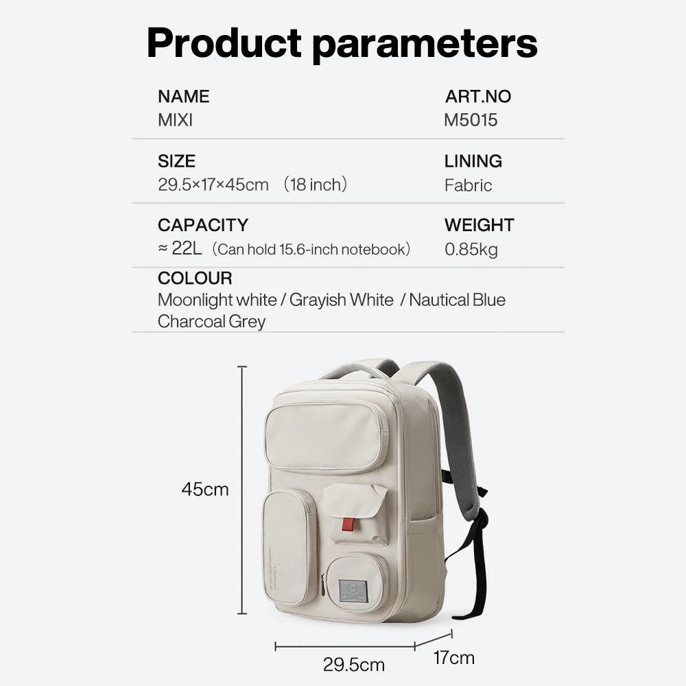 Mixi 18-Inch Waterproof Travel Backpack - Unisex Laptop Rucksack