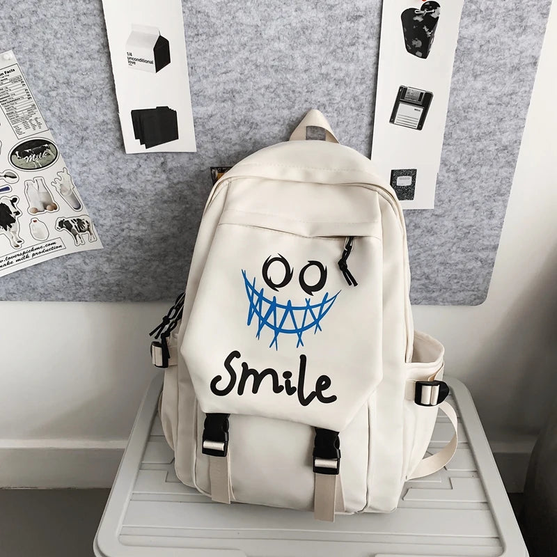 Nylon School Backpack - Large Capacity Student Bookbag with Front Pocket