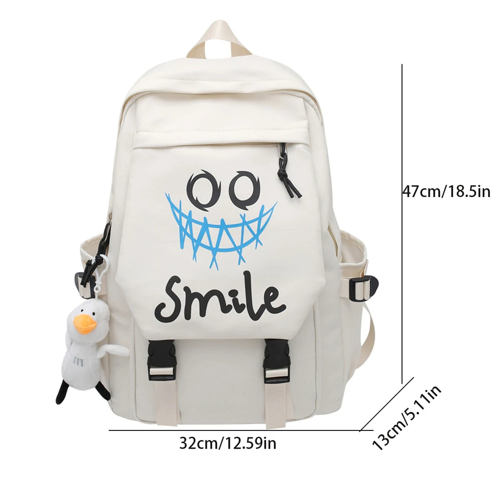 Nylon School Backpack - Large Capacity Student Bookbag with Front Pocket
