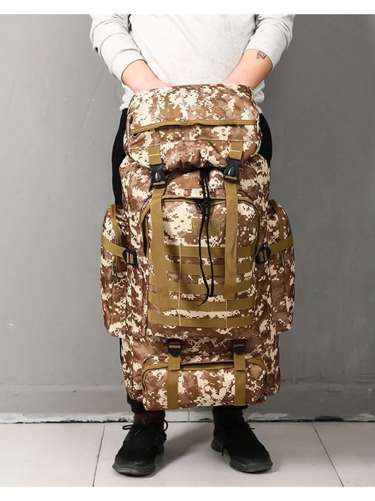 Premium 80L-100L Expandable Hiking Backpack - Tactical Mountaineering Pack for Outdoor Adventures