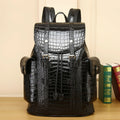 Premium Crocodile Pattern Leather Travel Backpack - 20-35L Capacity