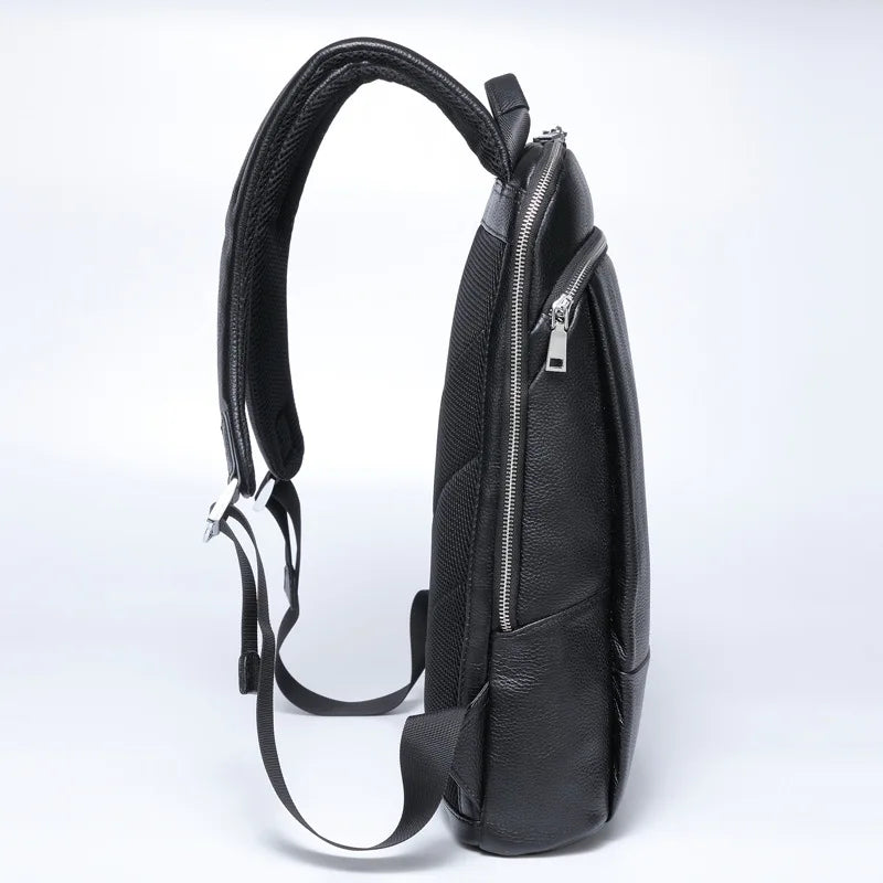 Premium Genuine Leather Business Backpack with USB Charging Port