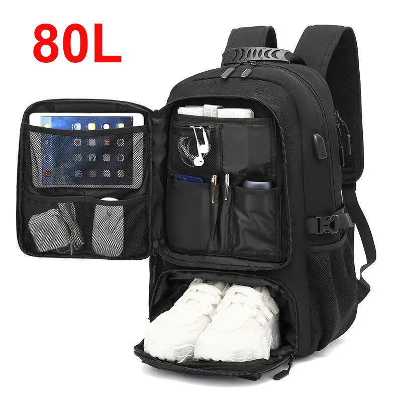 Premium Large Capacity Travel Backpack - 50L/60L/80L Waterproof Laptop Backpack for Business & Outdoor Adventures