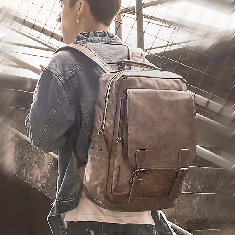 Premium Waterproof Leather Laptop Backpack for Men