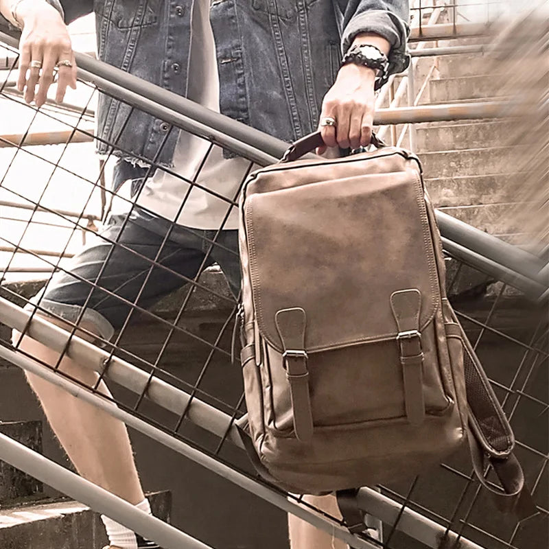Premium Waterproof Leather Laptop Backpack for Men