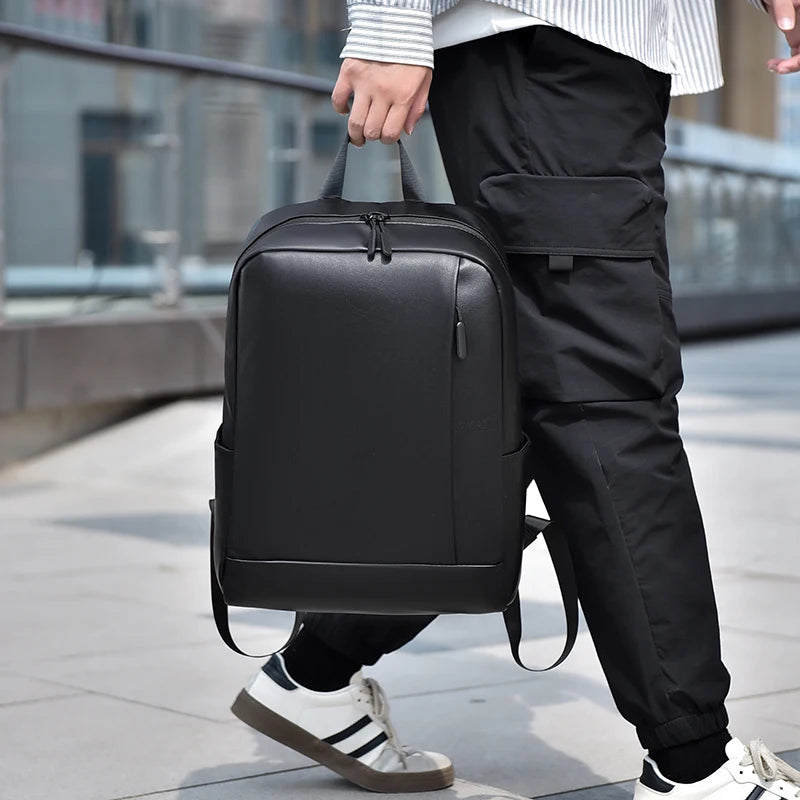 Professional 14-Inch Business Laptop Backpack - Waterproof PU Leather