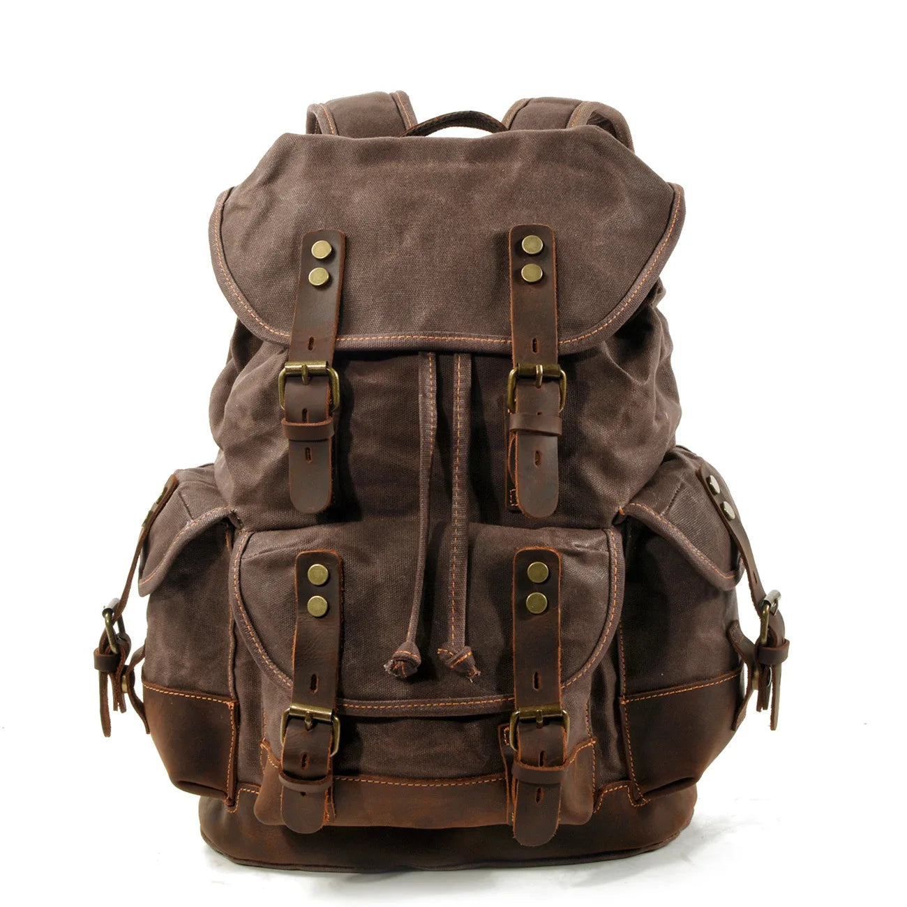 Canvas Leather Travel Backpack - 20-35L Large Capacity Outdoor Bag