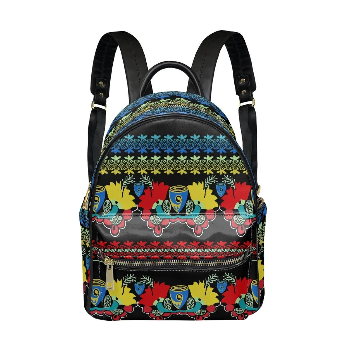 Polynesian Tribal Floral Backpack - Women's PU Leather Backpack