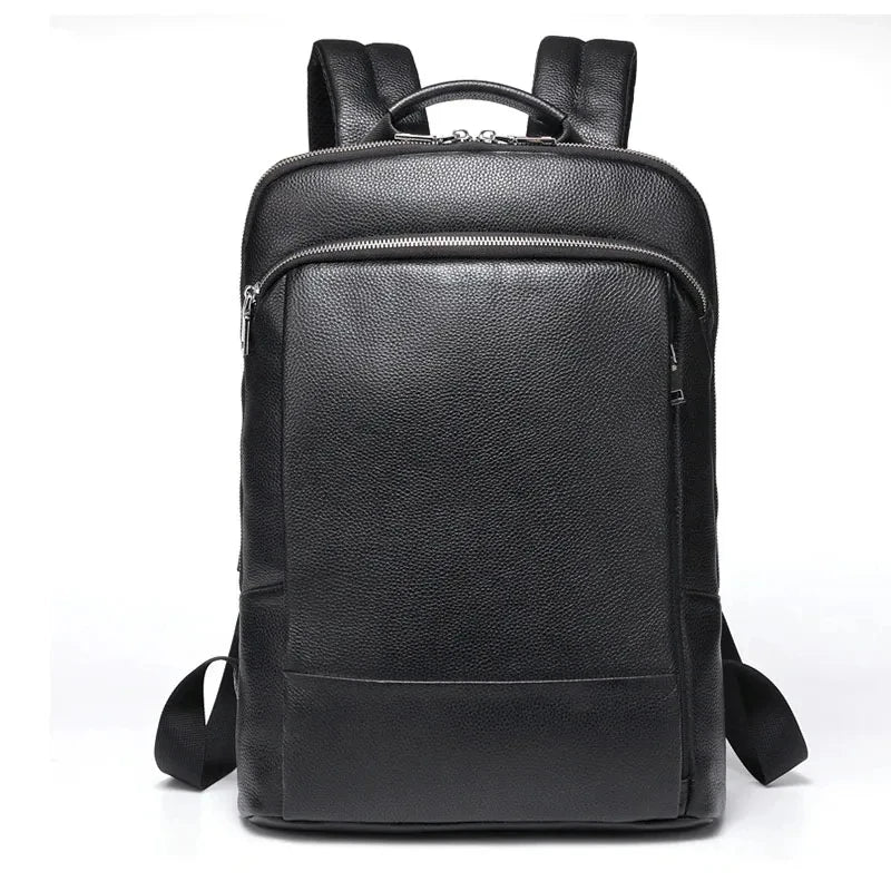 Premium Genuine Leather Business Backpack with USB Charging Port