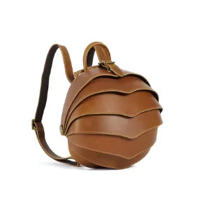 Handmade Vintage Beetle Backpack - Genuine Top-Grain Cowhide Leather Daypack