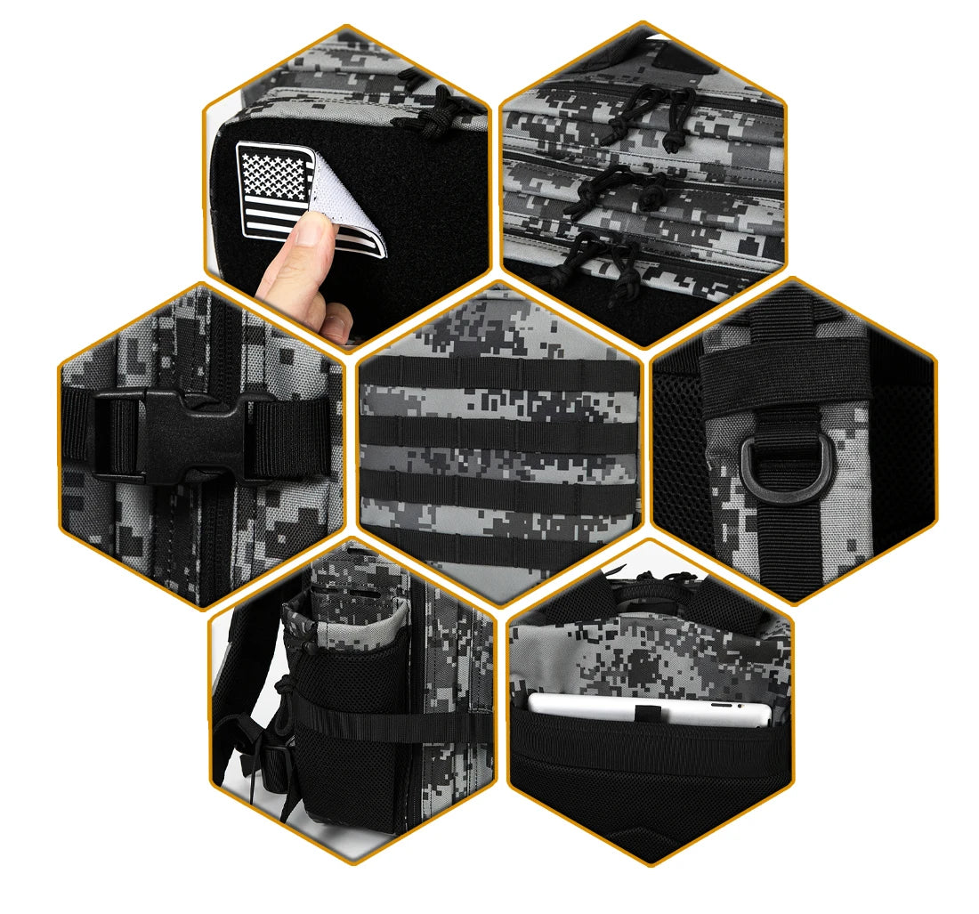 45L Tactical Military Backpack with MOLLE System - Outdoor Hiking & Survival Rucksack