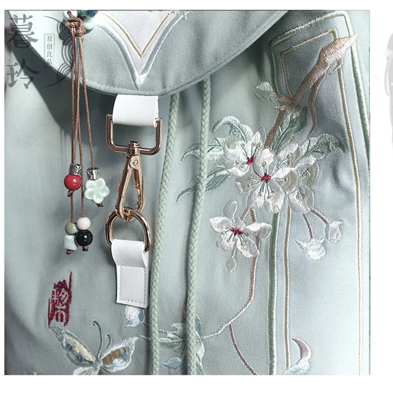 15-Inch Retro Chinese Style Embroidered Canvas Backpack