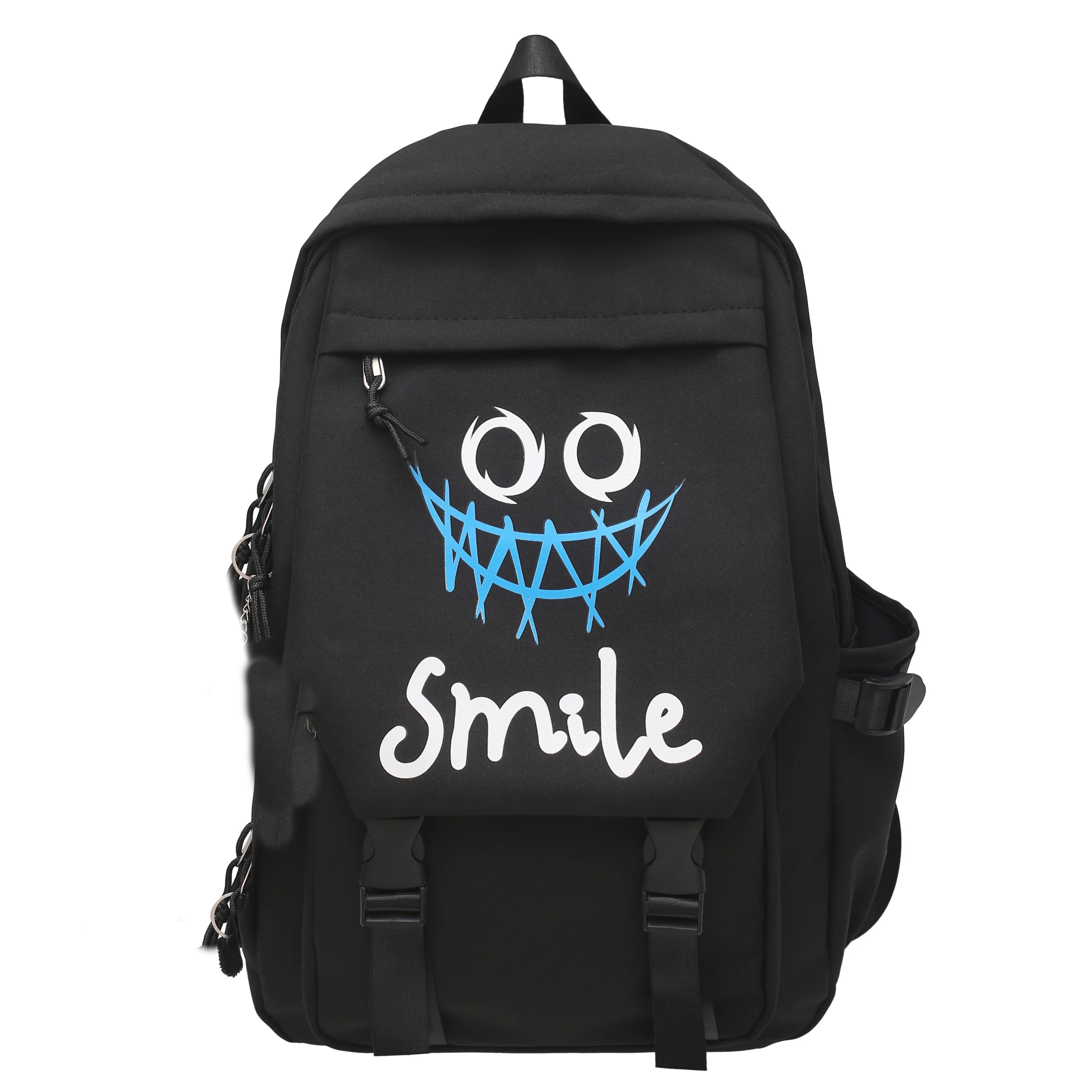 Nylon School Backpack - Large Capacity Student Bookbag with Front Pocket