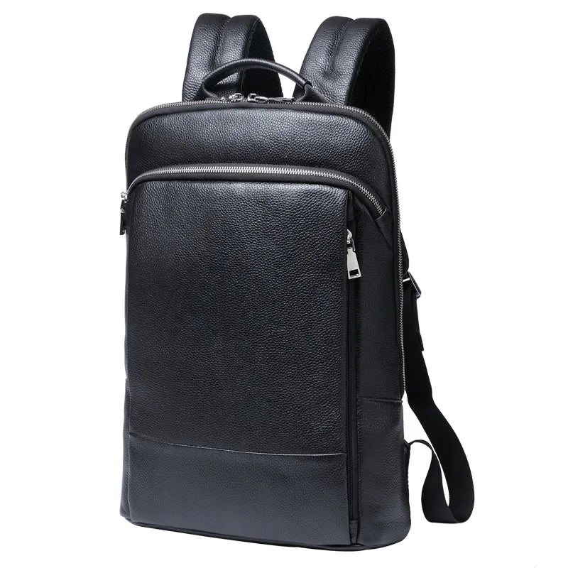 Premium Genuine Leather Business Backpack with USB Charging Port